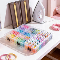 Perler Bead Storage Box with Lid and Handle, Stackable Transparent Organizer for Craft Supplies