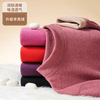 Winter Lambswool Thermal Underwear Set for Men and Women, Fleece Lined Thickened Mid-Neck Warm Base Layer