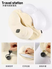 Inflatable U-Shaped Travel Neck Pillow for Airplanes and Naps