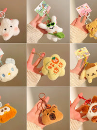 Plush Mini Doll Keychain for Bags and Backpacks, Cute Animal Toy Charm