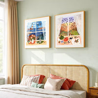 INS Style Korean Cartoon Illustration Art Print for Living Room Decor