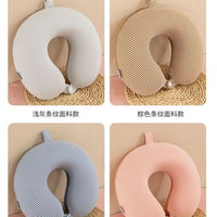 Portable U-Shaped Travel Neck Pillow for Airplane, Car, and Office Use, Removable Washable Cover