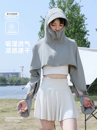 Women's UPF 50+ Ice Silk Sun Protection Cape Shawl for Outdoor UV Protection