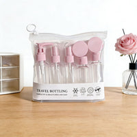 Travel Bottle Set for Cosmetics and Toiletries - Press Pump, Spray, and Cream Jars