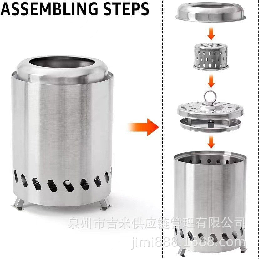 Portable Wood Burning Stove for Outdoor Camping and Indoor Heating, Smokeless Gasification Fire Pit