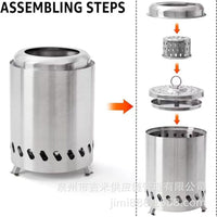 Portable Wood Burning Stove for Outdoor Camping and Indoor Heating, Smokeless Gasification Fire Pit
