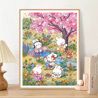 Sakura Rabbit Cross Stitch Kit for Living Room Bedroom Entrance Decor, DIY Hand Embroidery