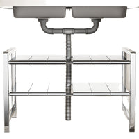 Stainless Steel Under-Sink Expandable Storage Rack for Kitchen Cabinets, Multi-layer Pot and Pan Organizer