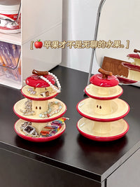 Cute Apple Ceramic Jewelry Organizer Tray for Earrings Bracelets Rings