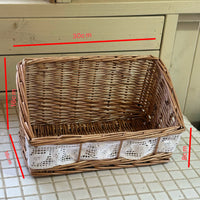 Handwoven Storage Basket for Living Room Coffee Table, Decorative Tray Organizer