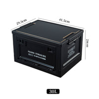 Foldable Outdoor Camping Storage Box with Side Opening Lid, Vintage Large Capacity Trunk Organizer