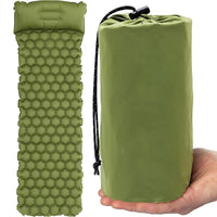 Ultralight Inflatable Camping Sleeping Pad with Pillow, Single Person Foldable Air Mattress for Outdoor Backpacking