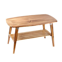 Multifunctional Outdoor Solid Wood Folding BBQ Grill & Tea Table for Camping