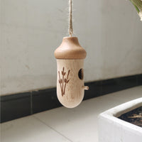 Outdoor Hanging Bird Cage, Beech Wood and Bamboo Bird Nest for Garden and Patio, Artisan Gift