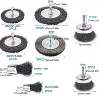 12-Piece Electric Drill Wire Brush Set for Rust Removal and Cleaning