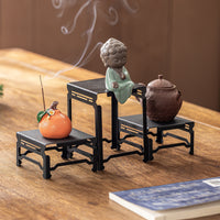 Iron Art Display Stand for Teaware and Collectibles, Desktop Organizer for Teacups and Zisha Pots