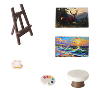 Dollhouse Miniature Retro Oil Painting Artboard Set for DIY Desktop Decor