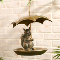 Animal Bird Feeder with Umbrella for Outdoor Garden Decor