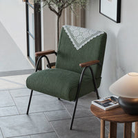 Retro Velvet Armchair with Black Legs for Living Room Bedroom