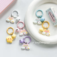 Cute Cartoon Rainbow Cloud Star Bell Keychain Bag Pendant Backpack Charm Gift