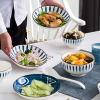 Jingdezhen Japanese Style Underglaze Ceramic Dinnerware Set with Bowls, Plates, and Chopsticks