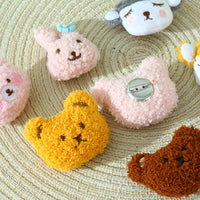 Cartoon Plush Animal Brooch Pin for Clothing Bags Kids Backpacks