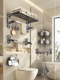 Dongpeng Suction Cup Towel Rack, No-Drill Bathroom Shelf, Integrated Bath Towel Storage Holder