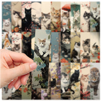 30-Pack Japanese Cat Bookmarks with Blessing Messages