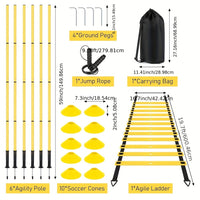Agility Training Set for Soccer Speed and Footwork Drills - Includes Hurdles, Slalom Poles, and Agility Ladder