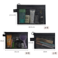 Transparent Mesh Travel Cosmetic Bag Set Portable Large Capacity Toiletry Organizer for Lipstick and Makeup