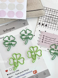 Creative Clover Paper Clips, Cute Shaped Bookmark Paperclips for Students and Stationery
