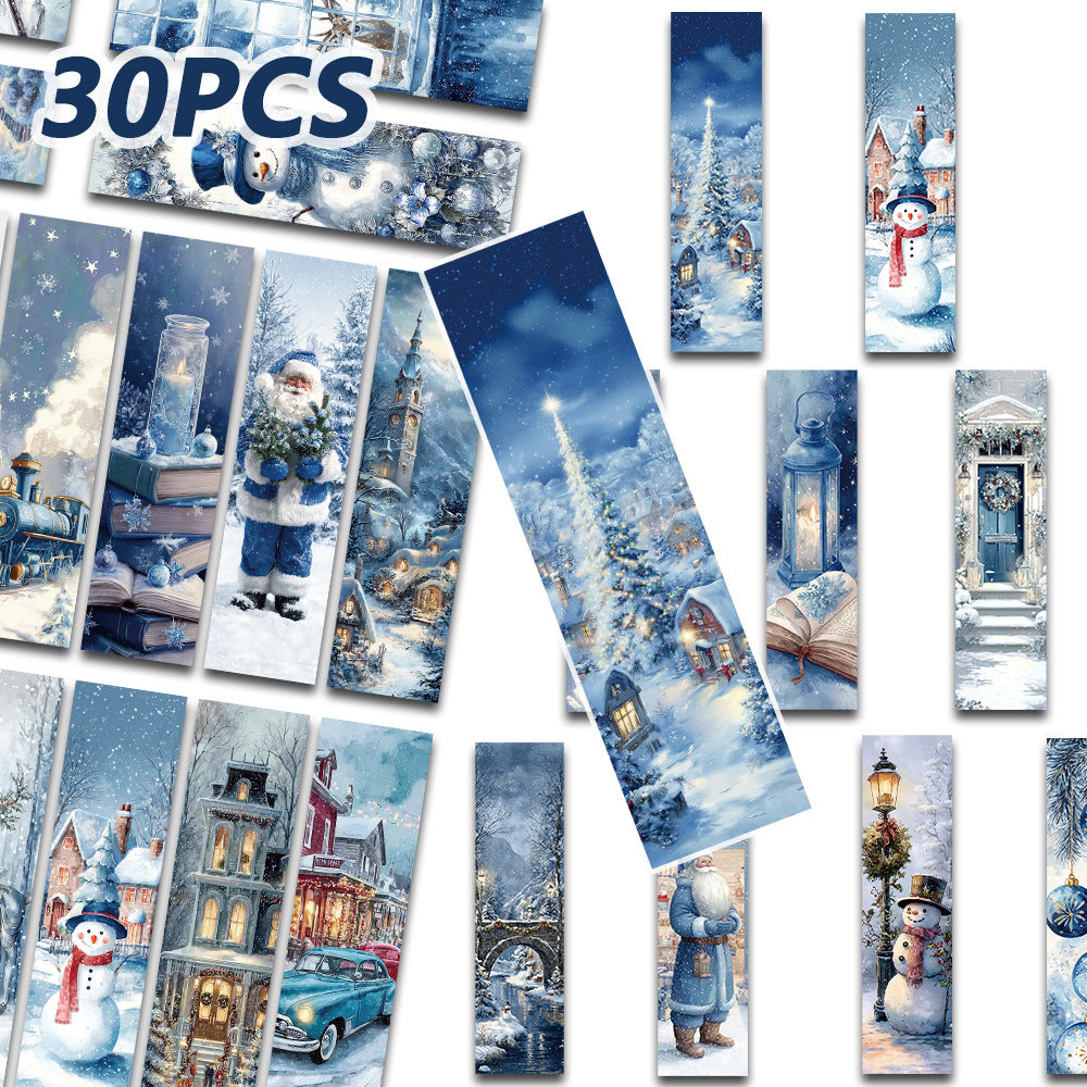 30-Pack Christmas Nordic Snow Scene Paper Bookmarks for Reading and Gifting