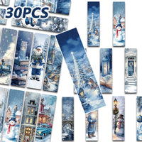 30-Pack Christmas Nordic Snow Scene Paper Bookmarks for Reading and Gifting