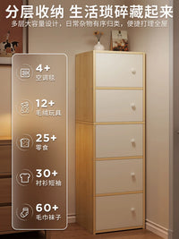 Slim Storage Cabinet with Doors, Freestanding Floor Shelf for Living Room Bedroom