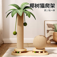 Coconut Tree Cat Scratching Post with Condo and Play Ball