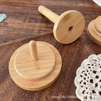 Wooden Yarn Holder for Knitting and Crocheting, Rotating Yarn Ball Dispenser, Desktop Thread Spool Storage Stand
