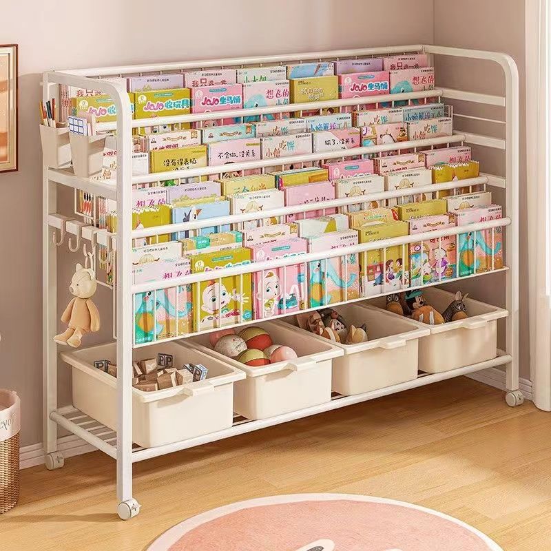 Kids Bookshelf, Multi-Layer Book Rack, Toy Storage Organizer, Floor Standing Bookcase for Children's Reading Area