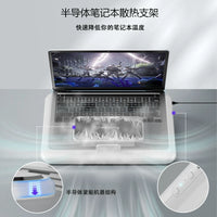 Laptop Stand with Semiconductor Dual Cooling Fans, 6-Level Height Adjustment, Foldable Ergonomic Riser for Desk