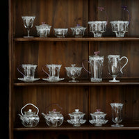 Handmade Decal Heat-Resistant Glass Gaiwan Tea Bowl Set for Kung Fu Tea