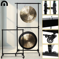 NaturSpace Yoga Meditation Gong Stand with Wheels, Black Square Tube Frame for Sound Healing Gongs