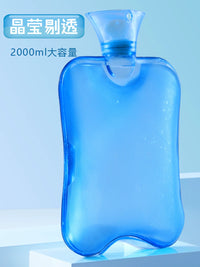 Transparent PVC Hot Water Bottle with Plush Cover, 2000ml Large Capacity, Explosion-Proof