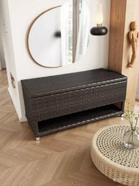 Easy Rattan Outdoor Balcony Waterproof Sunscreen Shoe Changing Stool Shoe Cabinet Integrated Storage Cabinet Garden Home Entrance