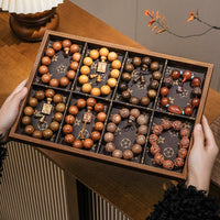 Walnut Grain Wooden Jewelry Storage Box with Lid for Bracelets and Beads