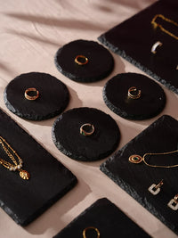 Black Slate Jewelry Display Tray for Necklace and Ring Photography Props