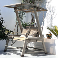 Outdoor Patio Swing Chair with Canopy, Aluminum Alloy Hanging Basket Seat for Balcony Garden