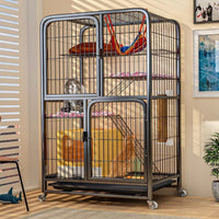 Large Indoor Cat Cage with Litter Box Space, Multi-Tier Cat Condo Villa