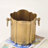 European Retro Handmade Brass Ice Bucket for Bar & Restaurant, Decorative Flower Vase
