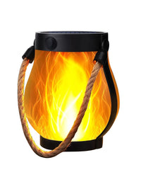 Solar Flame Lantern with Hemp Rope or Stand, USB Rechargeable Outdoor Decor for Patio & Camping