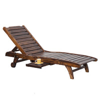 Carbonized Wood Folding Recliner Chair for Balcony, Beach, and Outdoor Lounging