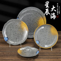 Melamine Round Dinner Plate, Japanese Style Imitation Porcelain Plastic Dish for Restaurant Steak BBQ
